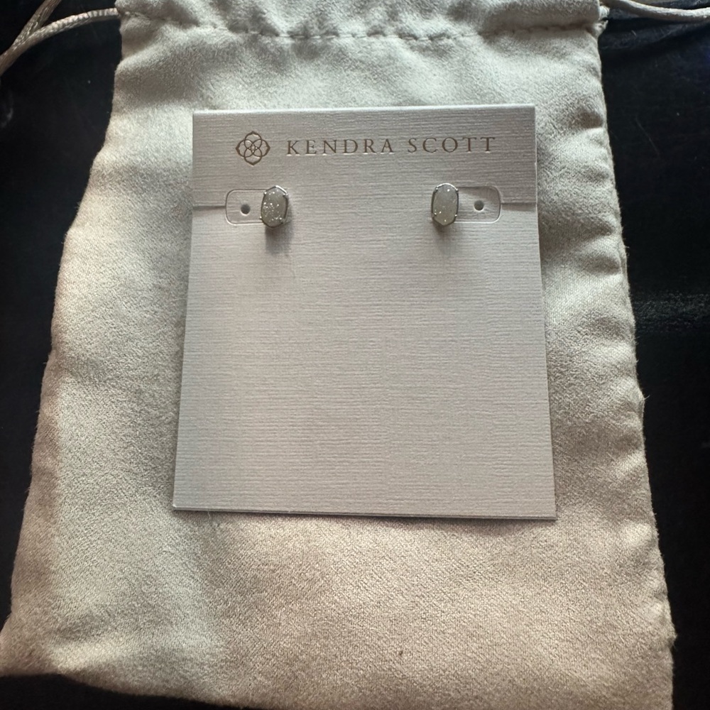 Kendra Scott Silver Earrings with White Stone
